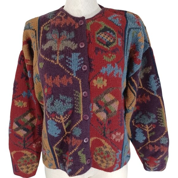 Peruvian Connection Cardigan Sweater 100% Alpaca Button Front Womens Large - Picture 13 of 13